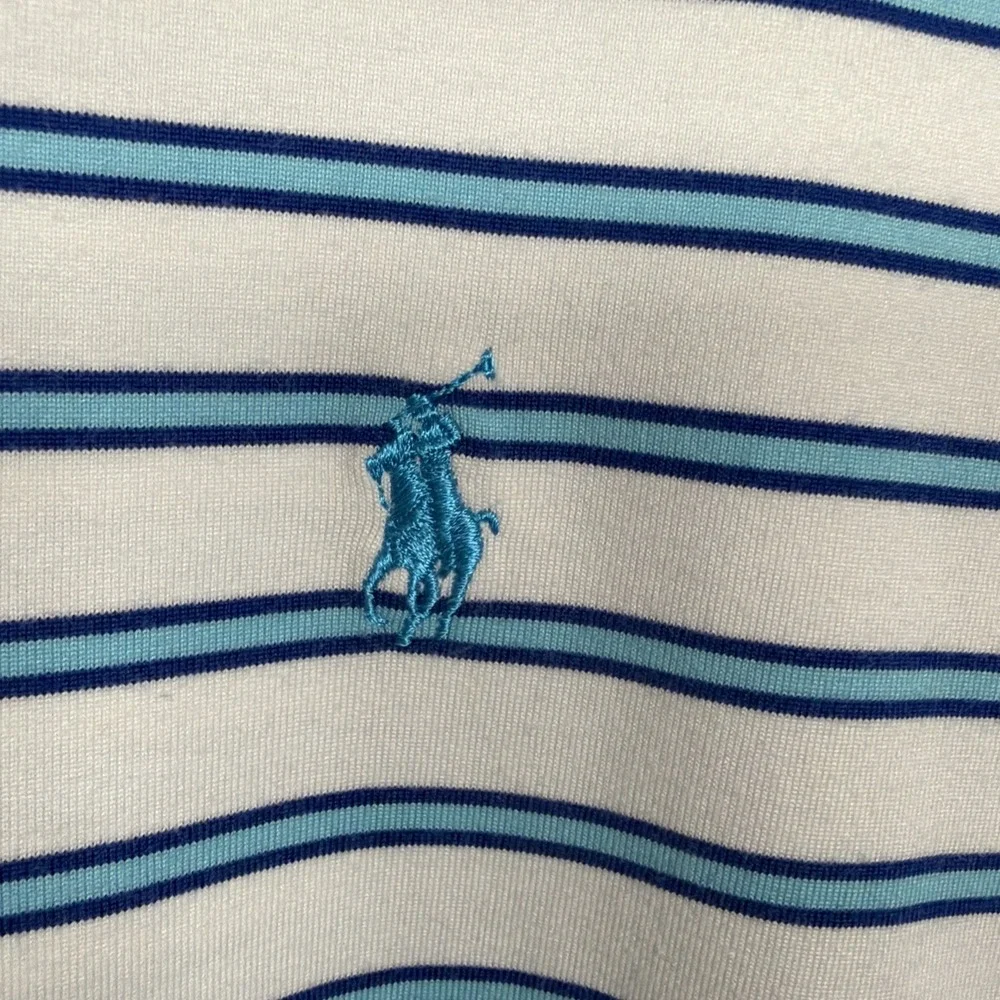 Polo Golf Ralph‎ Lauren Polo Shirt XL Blue White Stripe Performance Golf CC